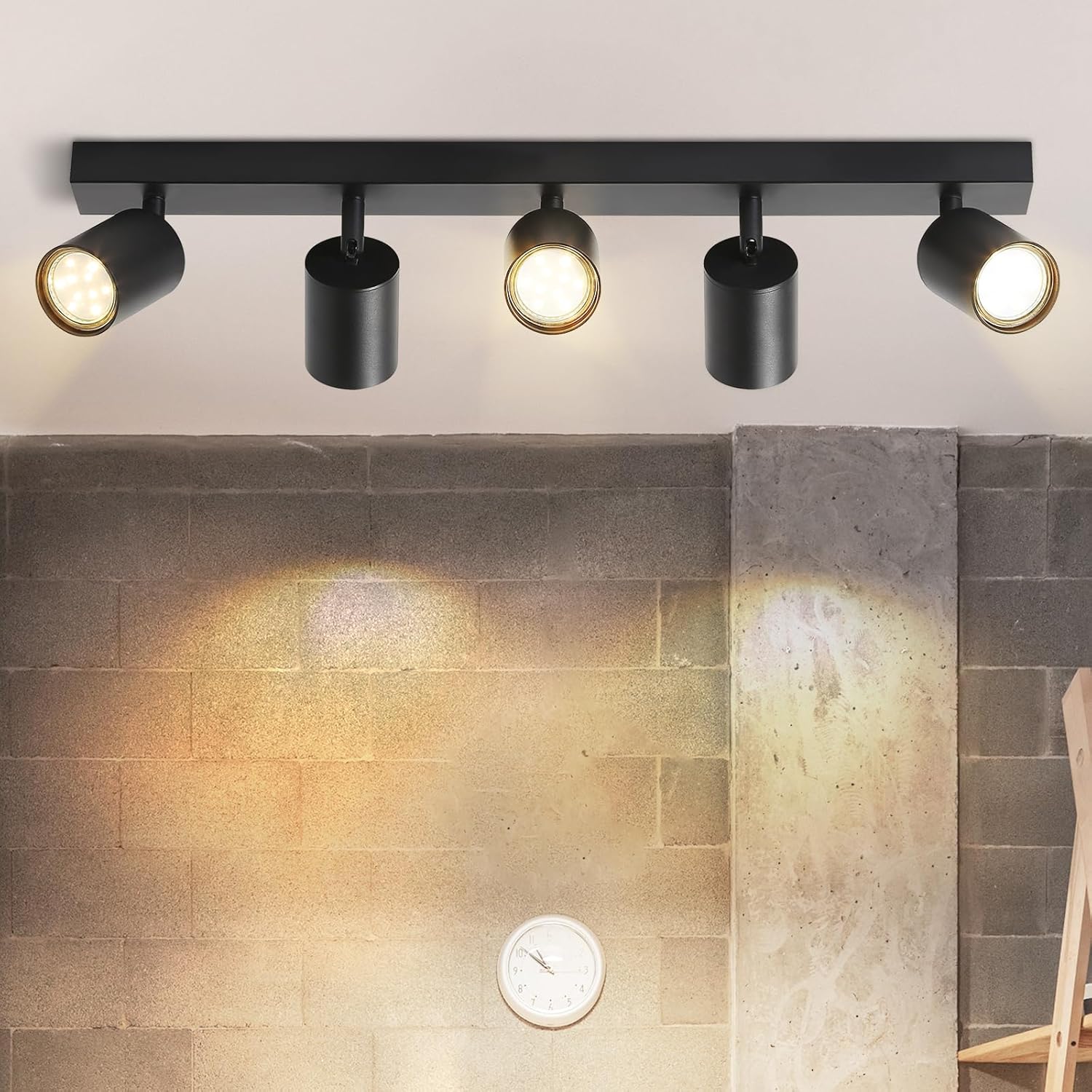 Homefire LED Deckenstrahler Deckenlampe Küche - 5 Flammig GU10 Küchenlampe Decke 350° Schwenkbar Strahler Spots Innen Deckenspot Schwarz Wohnzimmerlampe für Schlafzimmer Wohnzimmer Ohne Leuchtmittel