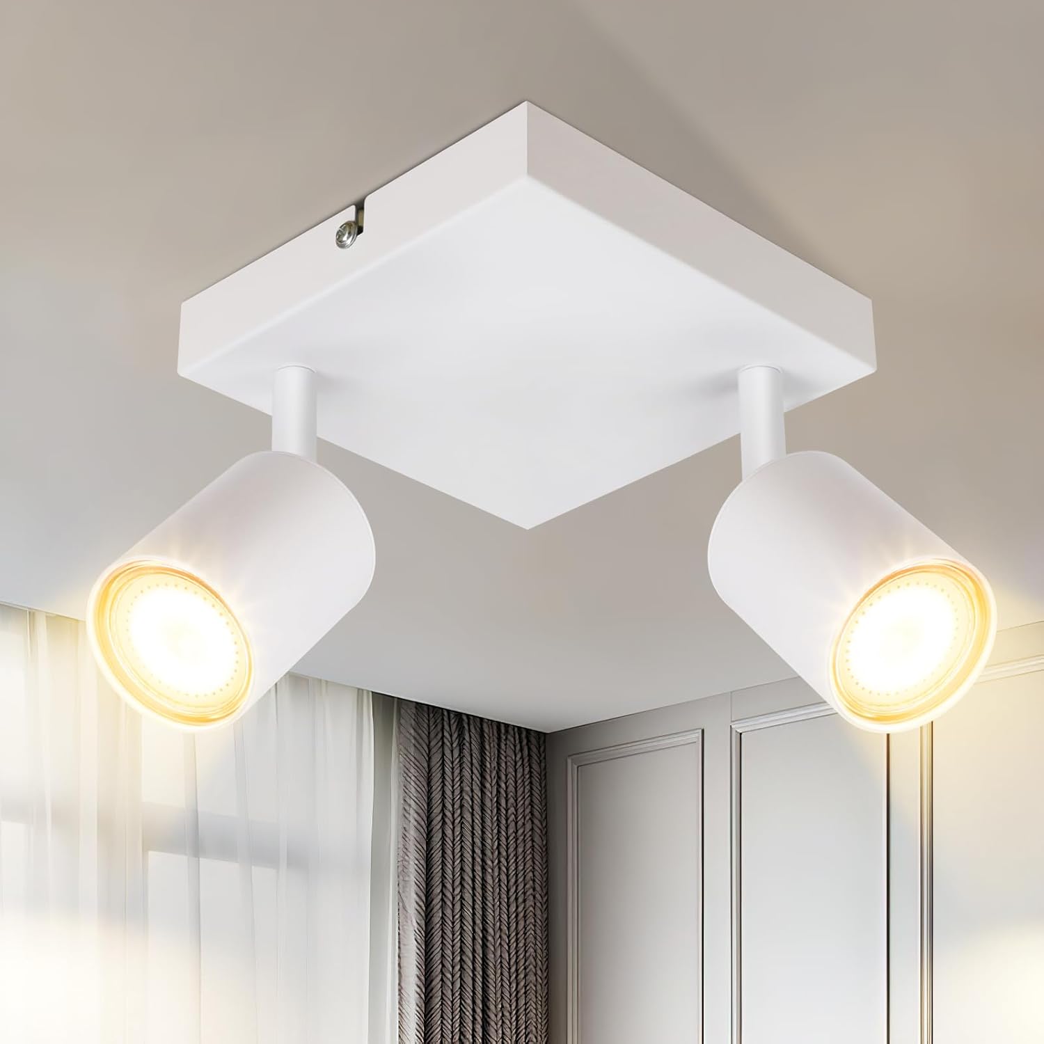 Homefire LED Deckenlampe 2 Flammig Deckenstrahler - 350° Schwenkbar Strahler GU10 Deckenleuchte Weiß flurlampe Spots Innen Deckenspot für Wohnzimmer Küche Schlafzimmer Ohne Leuchtmittel