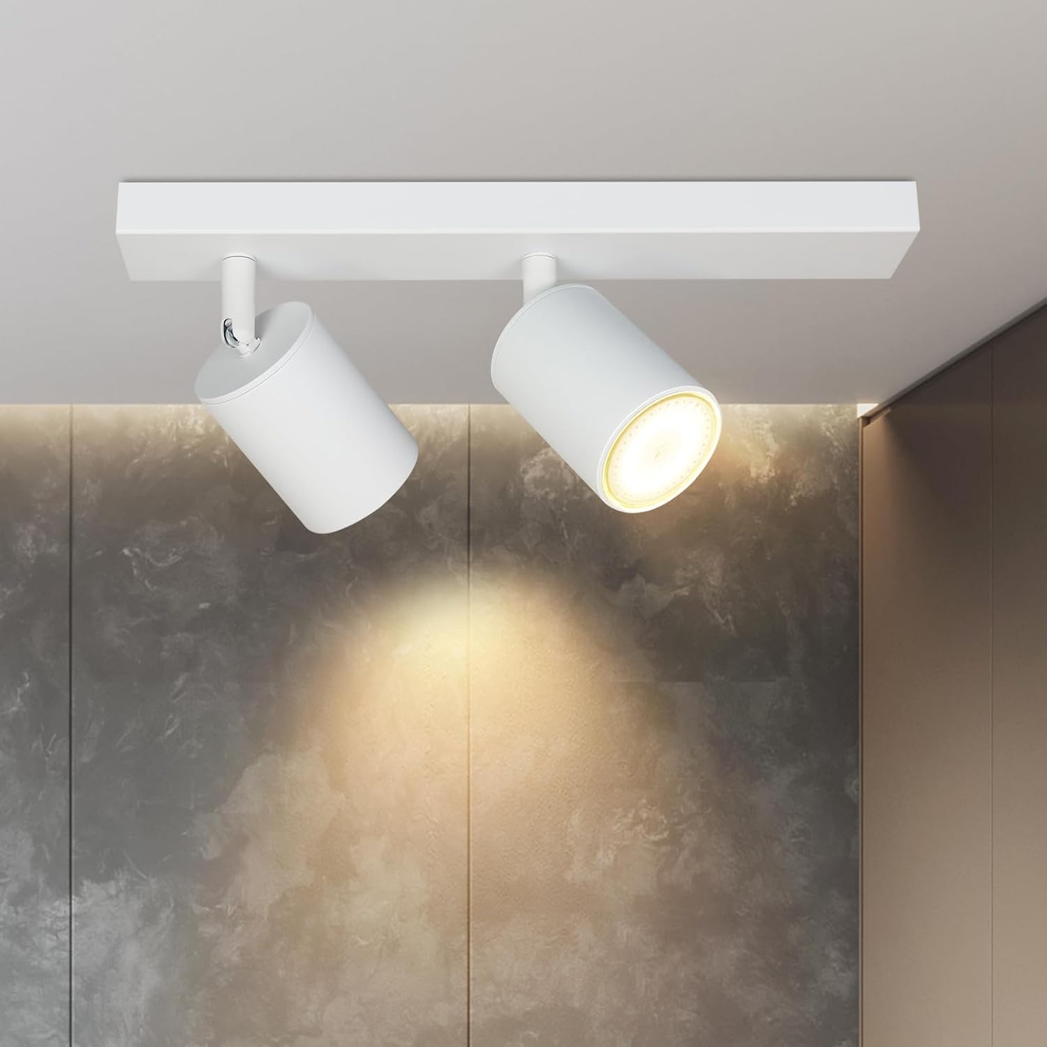 Homefire LED Deckenlampe 2 Flammig Deckenstrahler - 350° Schwenkbar Strahler GU10 Deckenleuchte Weiß flurlampe Spots Innen Deckenspot für Wohnzimmer Küche Schlafzimmer Ohne Leuchtmittel