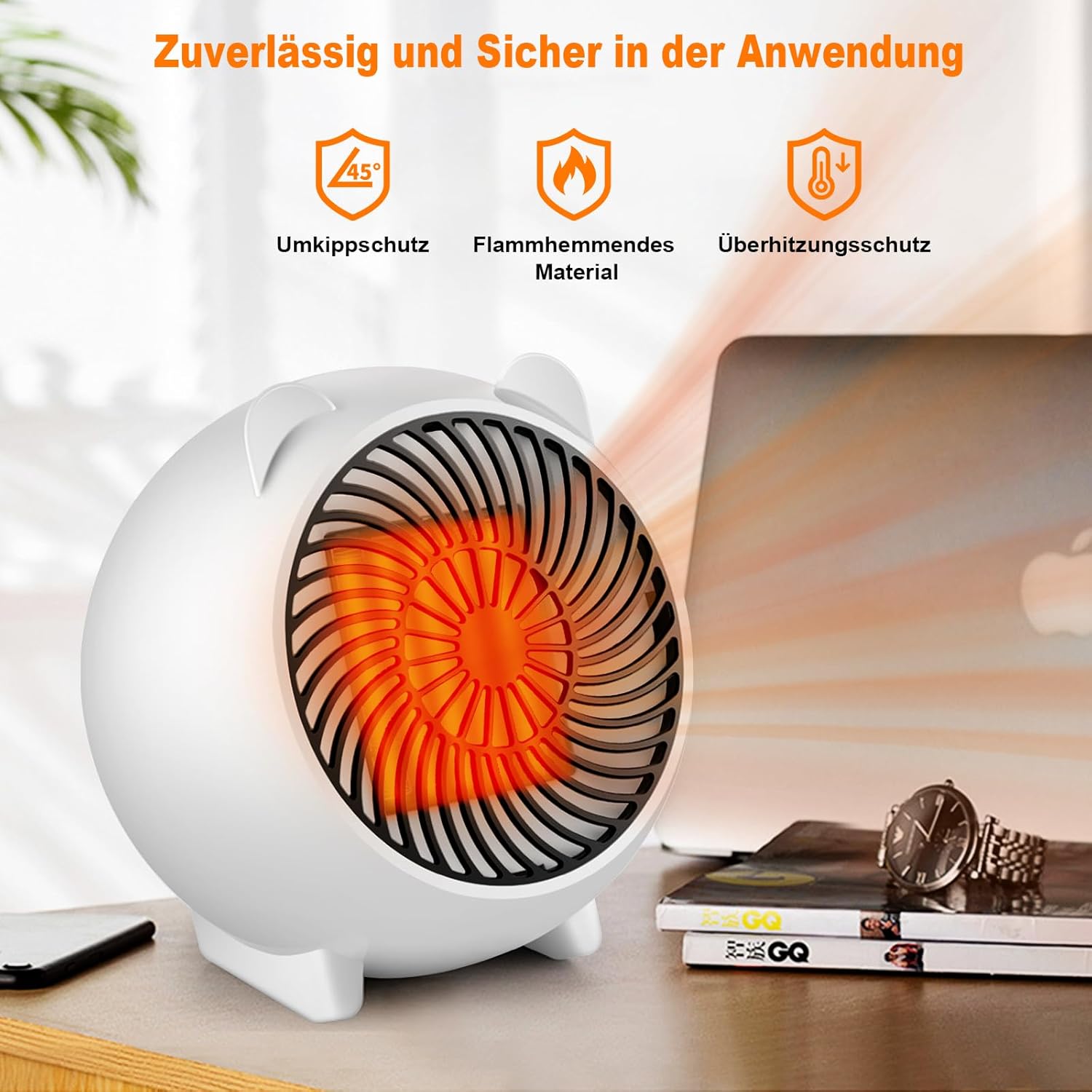 Homefire Heizlüfter energiesparend heizgeräte elektrisch - Heizung leise PTC Keramik heizstrahler innenraum 500W Oszillation Räume Heizofen Elektroheizer Überhitzungsschutz