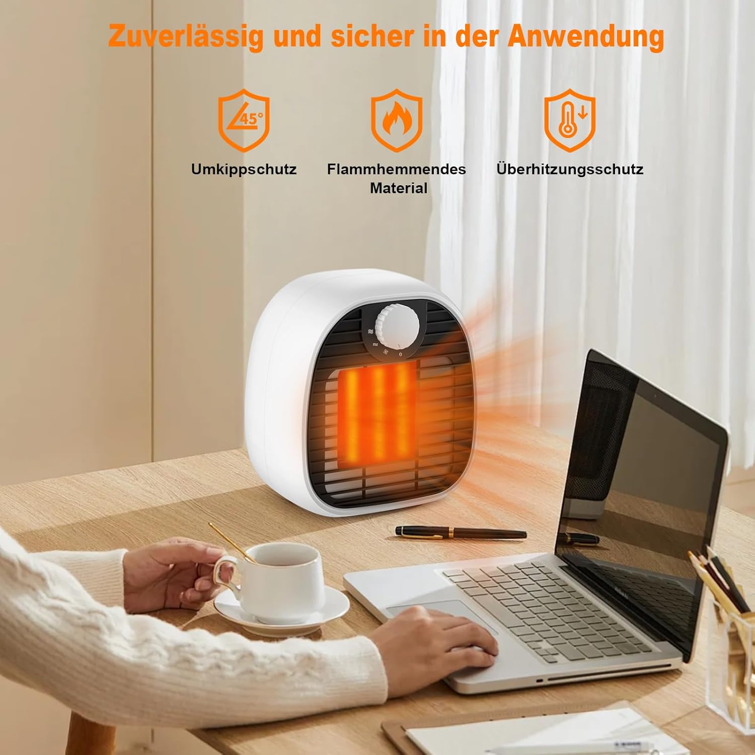 Homefire Heizlüfter Energiesparend Heizung Keramik - Heizgeräte Elektrisch 3 Modi PTC Keramik Heizstrahler Innenraum 1000W Oszillation Räume Heizofen Elektroheizer Überhitzungsschutz