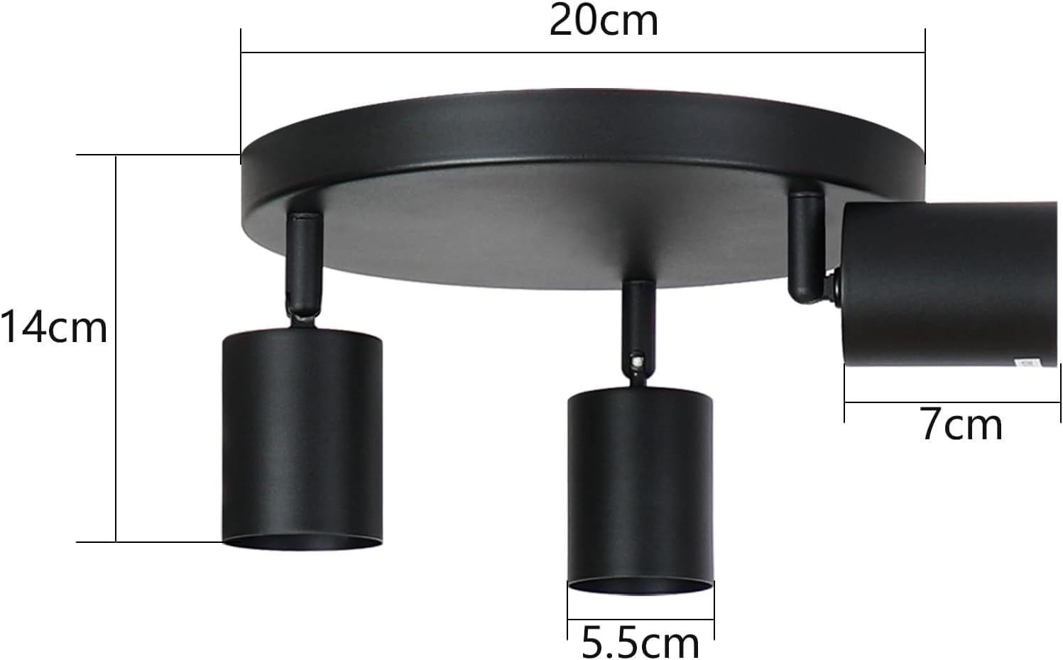 Homefire LED Deckenstrahler Deckenlampe Schwarz - 3 Flammig GU10 Deckenleuchte 350° Schwenkbar Strahler Spots Innen Deckenspot flurlampe für Wohnzimmer Küche Ohne Leuchtmittel