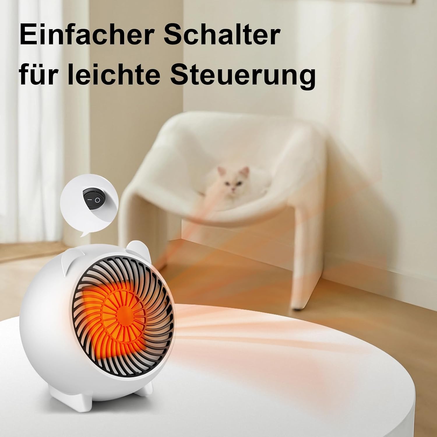 Homefire Heizlüfter energiesparend heizgeräte elektrisch - Heizung leise PTC Keramik heizstrahler innenraum 500W Oszillation Räume Heizofen Elektroheizer Überhitzungsschutz