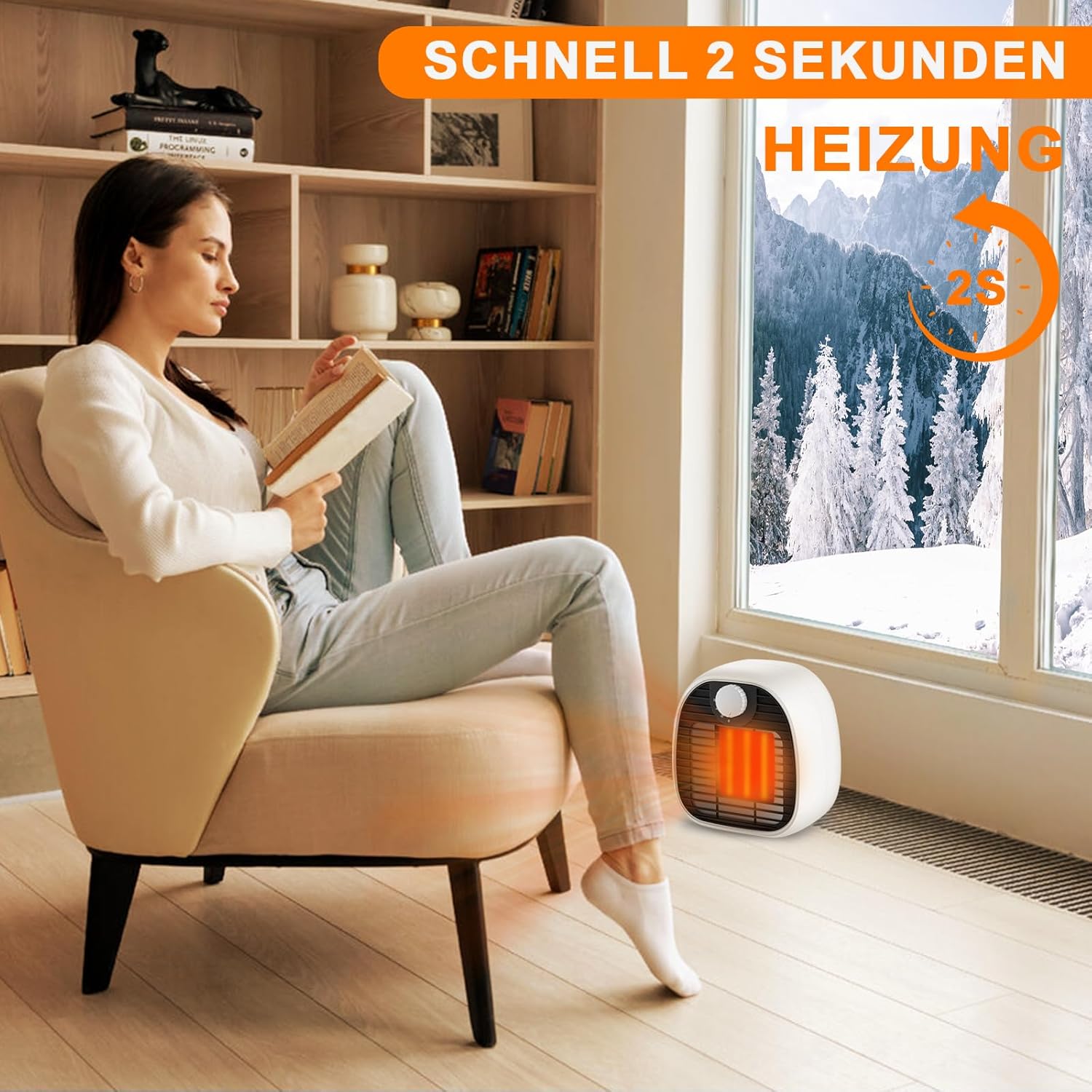 Homefire Heizlüfter Energiesparend Heizung Keramik - Heizgeräte Elektrisch 3 Modi PTC Keramik Heizstrahler Innenraum 1000W Oszillation Räume Heizofen Elektroheizer Überhitzungsschutz