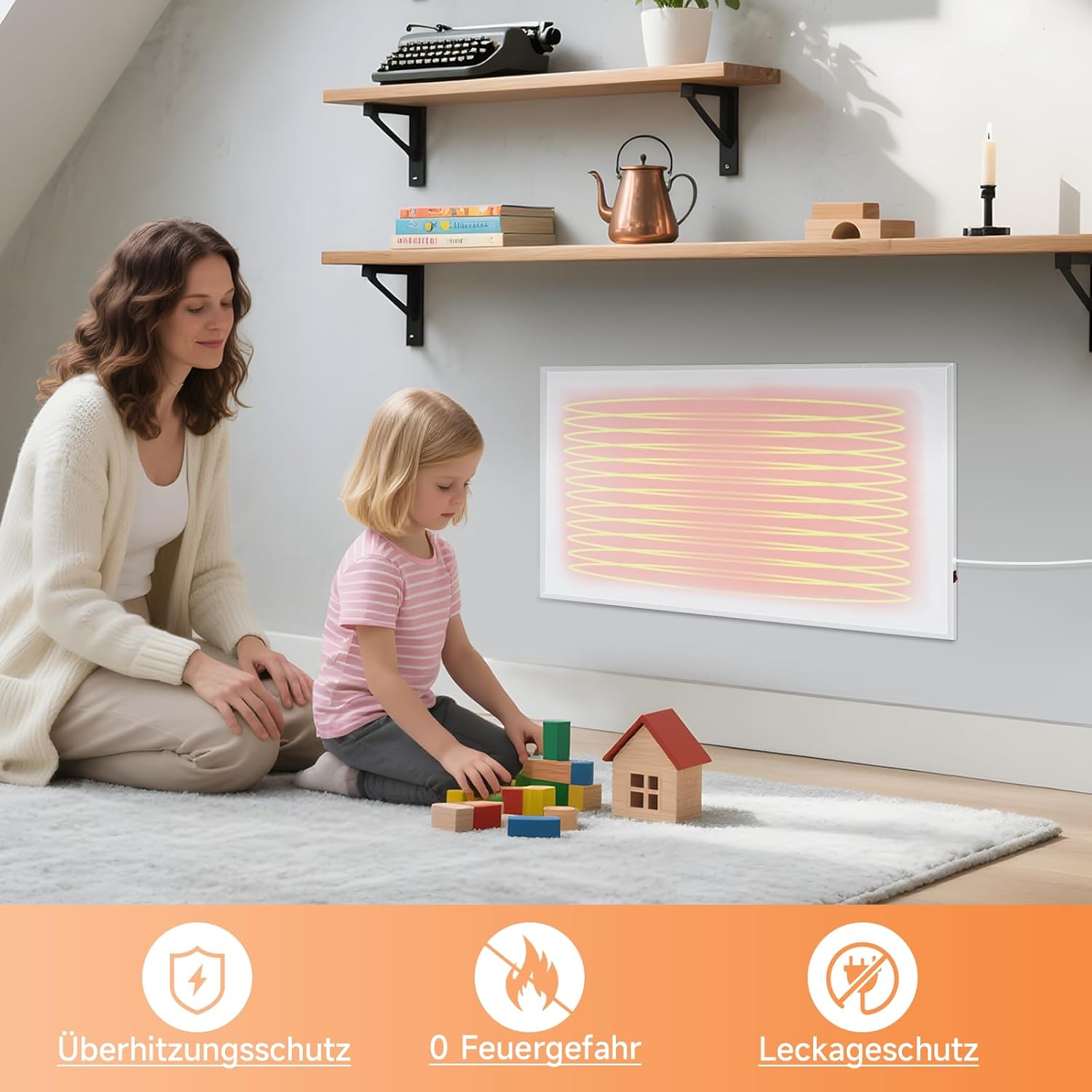 Homefire Infrarotheizung Energiesparend Infrarot Wandheizung - 170W Heizung Elektrisch Wandmontage Elektroheizung Wand Badezimmer mit Überhitzungsschutz Klein Heizkörper Infrared Heater