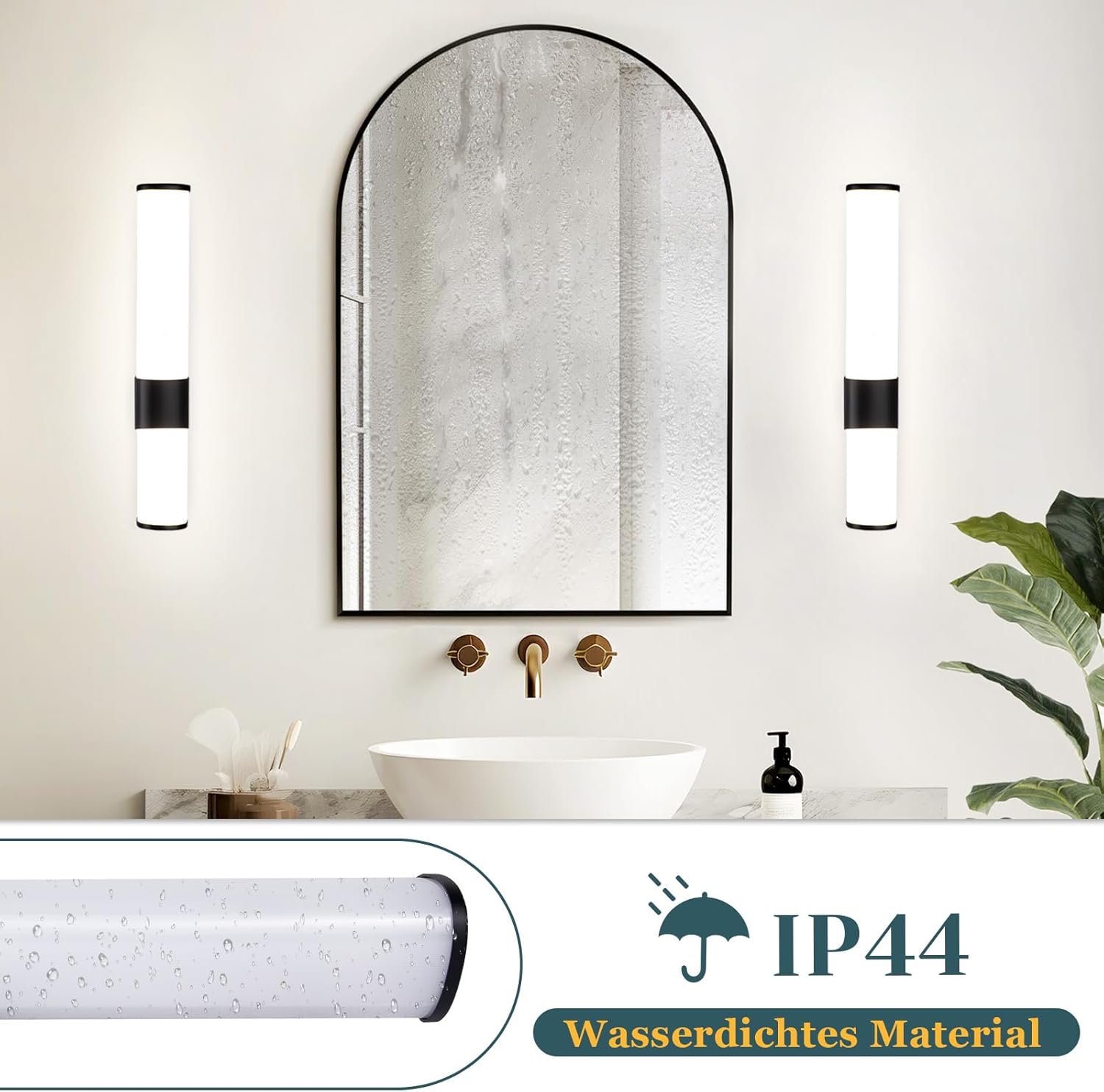 Homefire LED Spiegelleuchte Bad Wandlampe - 6W Spiegellampe Schwarz Badleuchte Wand 30cm Badezimmer Wasserdicht IP44 Modern Neutralweiß 4000K Badlampe Wandleuchte für Keller Küche Badschrank