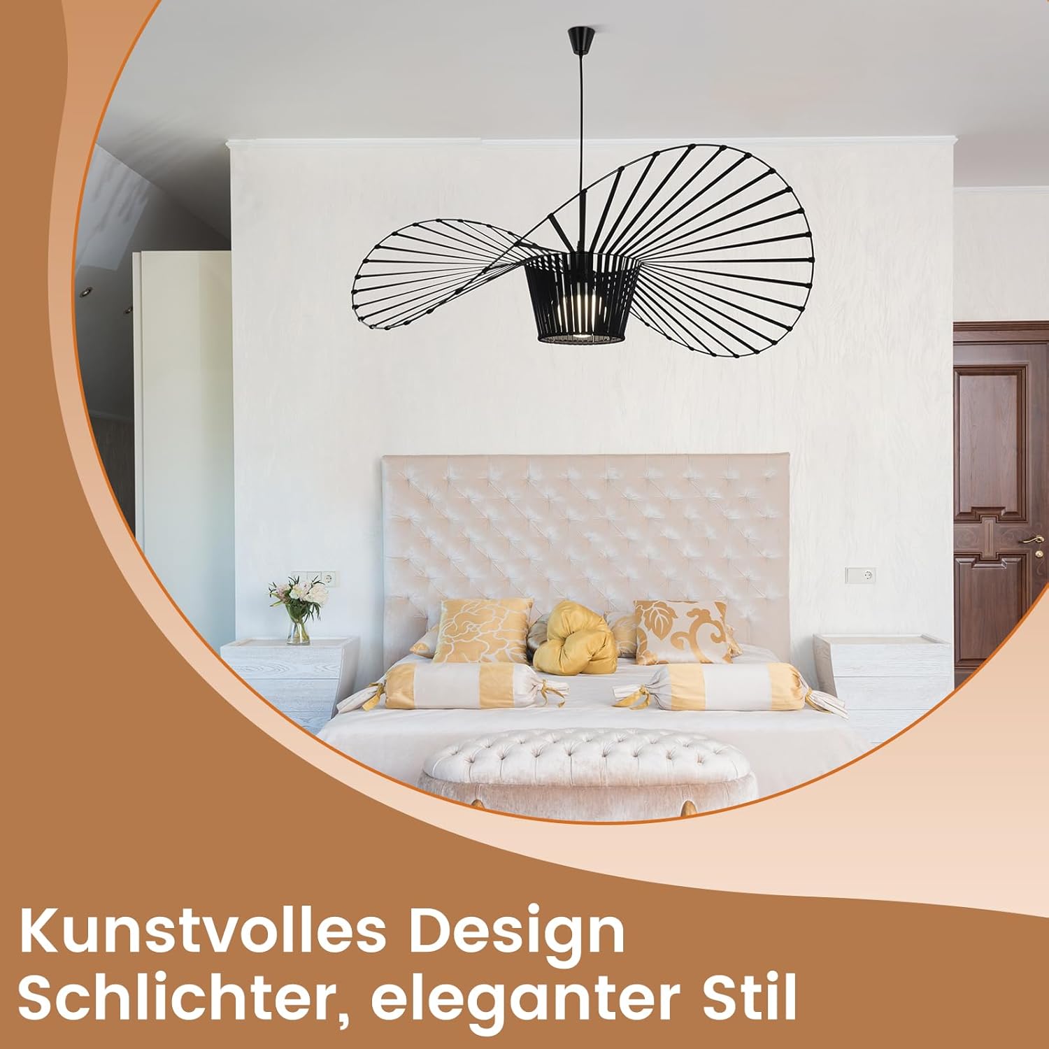 Homefire Hängelampe Schwarz Pendelleuchte E27 - Hängeleuchte Vintage 100CM Pendellampe Esszimmer Retro Kronleuchter Esstischlampe Küche Wohnzimmer Ohne Leuchtmittel