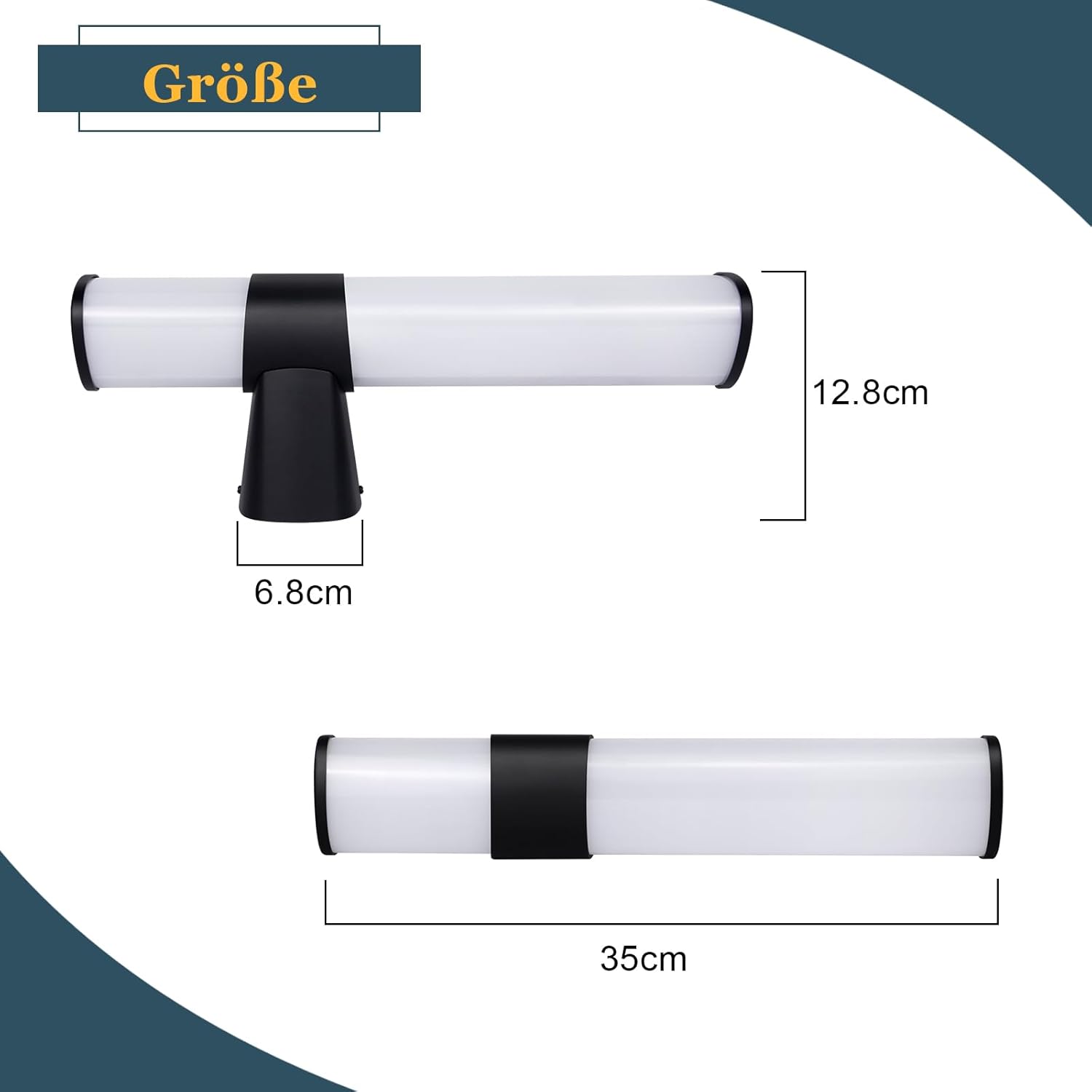 Homefire LED Spiegelleuchte Bad Wandlampe - 6W Spiegellampe Schwarz Badleuchte Wand 30cm Badezimmer Wasserdicht IP44 Modern Neutralweiß 4000K Badlampe Wandleuchte für Keller Küche Badschrank