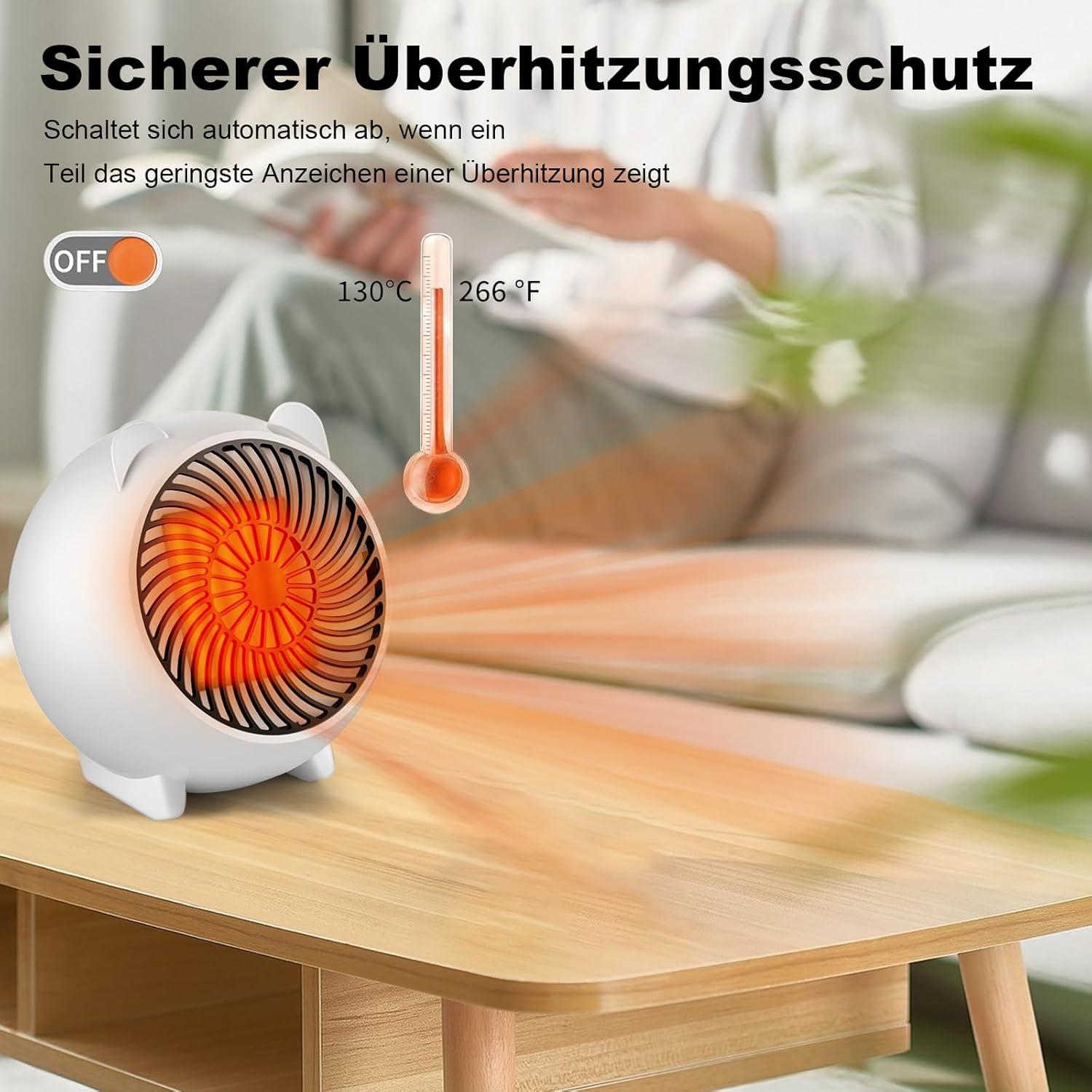 Homefire Heizlüfter energiesparend heizgeräte elektrisch - Heizung leise PTC Keramik heizstrahler innenraum 500W Oszillation Räume Heizofen Elektroheizer Überhitzungsschutz