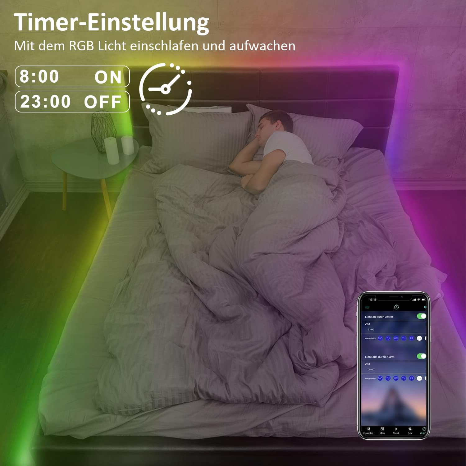 Homefire LED Strip 30M Selbstklebend Bluetooth RGB LED Streifen mit App-Steuerung LED Lichtband Sync mit 4 Musik Empfindlichkeit Flexibel LED Lichterkette für Küche Party Schrankdeko Zuhause (2x15M)