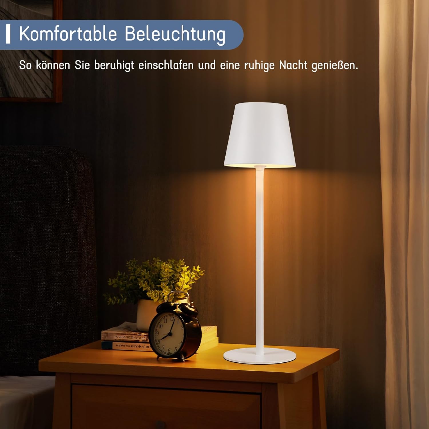 Homefire Tischlampe Kabellos LED Tischleuchte - Nachttischlampe Touch Dimmbar Schreibtischlampe IP54 Bettleuchte Tisch USB Tischlampe Aufladbar Weiß für Schreibtisch Nachttisch Schlafzimmer