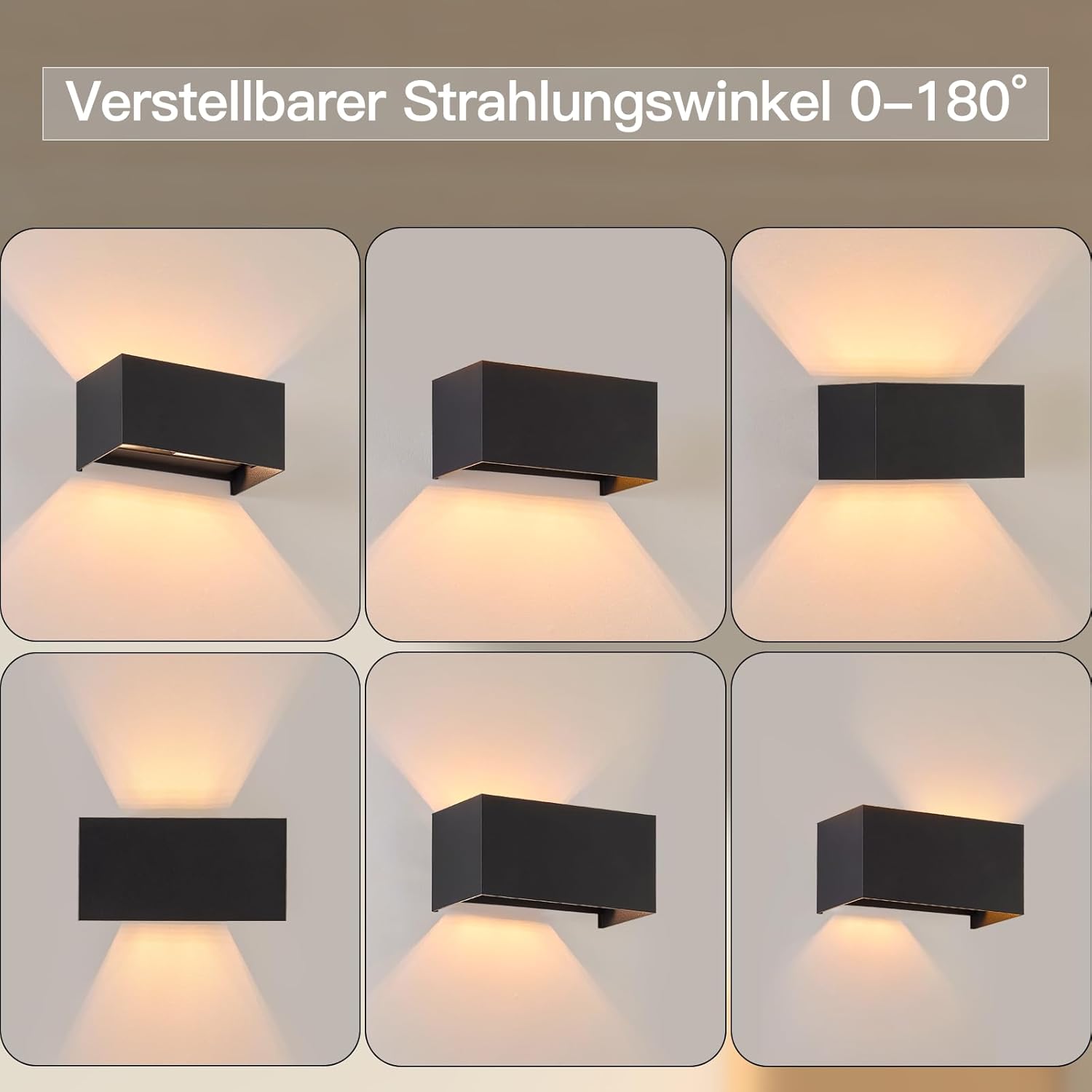 Homefire LED Wandleuchte Innen Wandlampe - 4ER Außenwandleuchten Schwarz Wandbeleuchtung Aussen Aussenlampe Up Down IP65 Ausenbeleutung 3000K Warmweiß Außenleuchte G9 für Hauswand Treppenhaus Flur