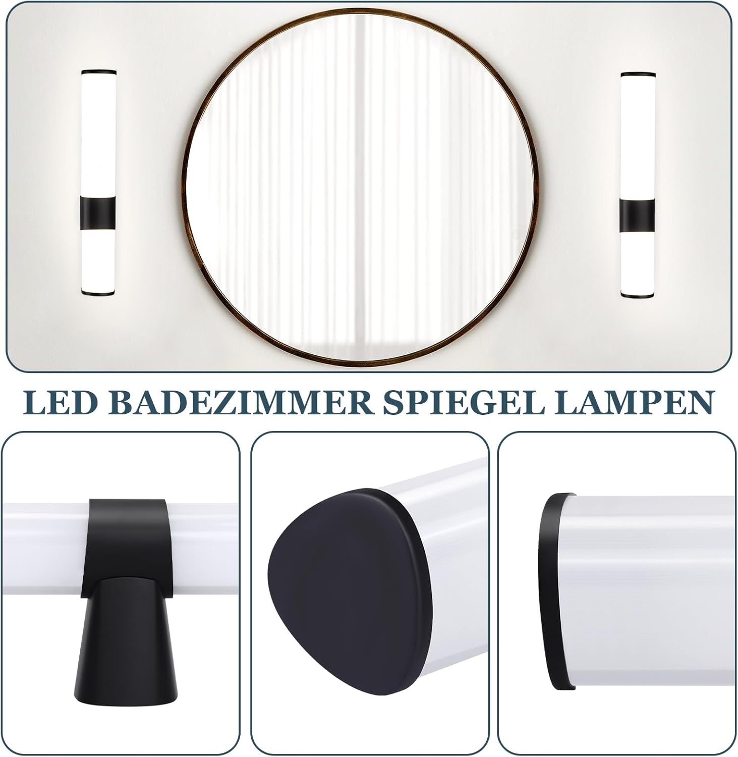 Homefire LED Spiegelleuchte Bad Wandlampe - 6W Spiegellampe Schwarz Badleuchte Wand 30cm Badezimmer Wasserdicht IP44 Modern Neutralweiß 4000K Badlampe Wandleuchte für Keller Küche Badschrank
