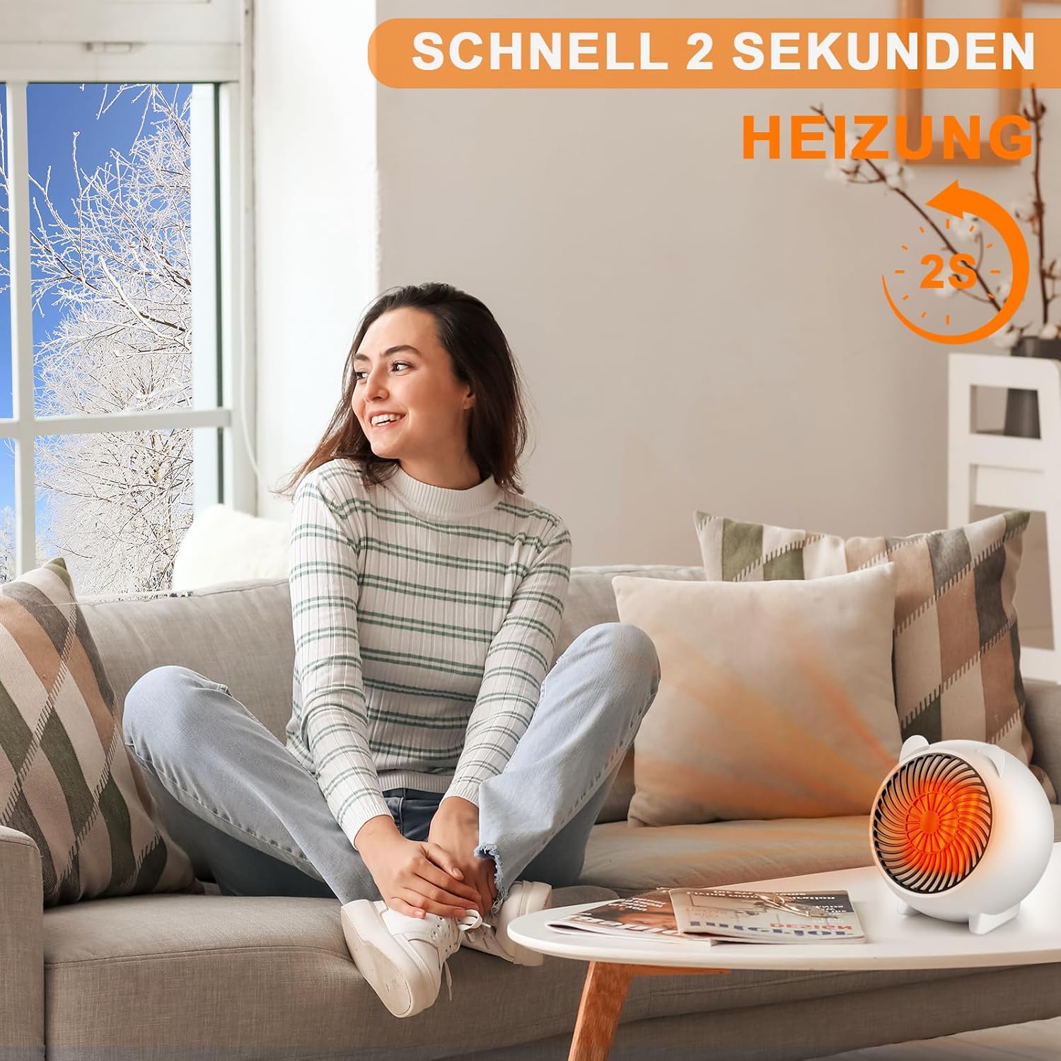 Homefire Heizlüfter energiesparend heizgeräte elektrisch - Heizung leise PTC Keramik heizstrahler innenraum 500W Oszillation Räume Heizofen Elektroheizer Überhitzungsschutz