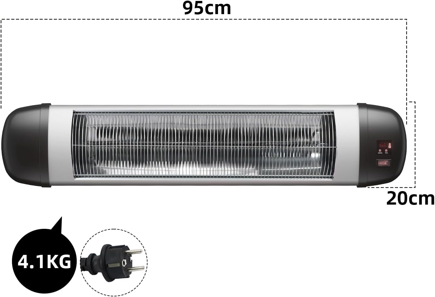 Homefire Heizstrahler Terrasse Infrarotheizung - 2500W Infrarot Strahler Outdoor mit Fernbedienung Elektrisch Wärmestrahler Wandmontage 3 Heizstufen Terrassenstrahler Aussen für Bad Balkon Garten