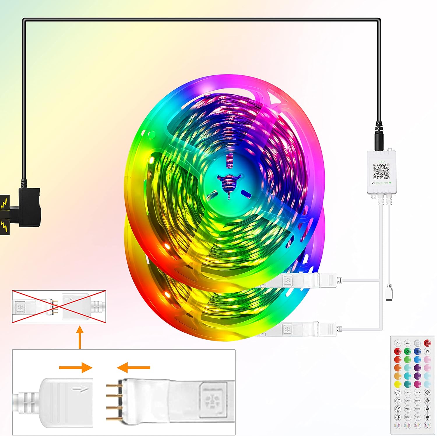Homefire LED Strip 30M Selbstklebend Bluetooth RGB LED Streifen mit App-Steuerung LED Lichtband Sync mit 4 Musik Empfindlichkeit Flexibel LED Lichterkette für Küche Party Schrankdeko Zuhause (2x15M)