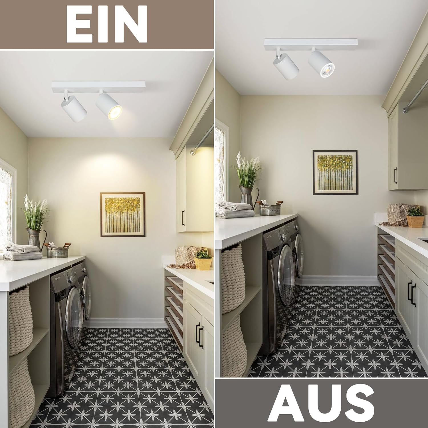 Homefire LED Deckenlampe 2 Flammig Deckenstrahler - 350° Schwenkbar Strahler GU10 Deckenleuchte Weiß flurlampe Spots Innen Deckenspot für Wohnzimmer Küche Schlafzimmer Ohne Leuchtmittel