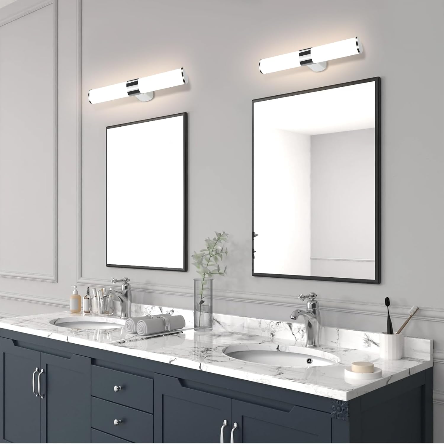 Homefire Spiegelleuchte Bad Led Wandlampe - 8W 40cm Badezimmer Spiegel Lampe Neutralweiße Lichtfarbe 4000K Wandleuchte Chrom Badlampe Spiegelschrank Beleuchtung
