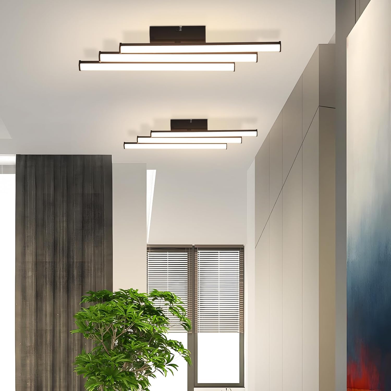 Homefire Deckenlampe LED Deckenleuchte Schlafzimmer - 18W Flurlampe Küchenlampe 3000K Warmweiß Modern Deckenlampen Schwarz Schlafzimmerlampe für Küche Schlafzimmer Treppenhaus Wohnzimmer Büro