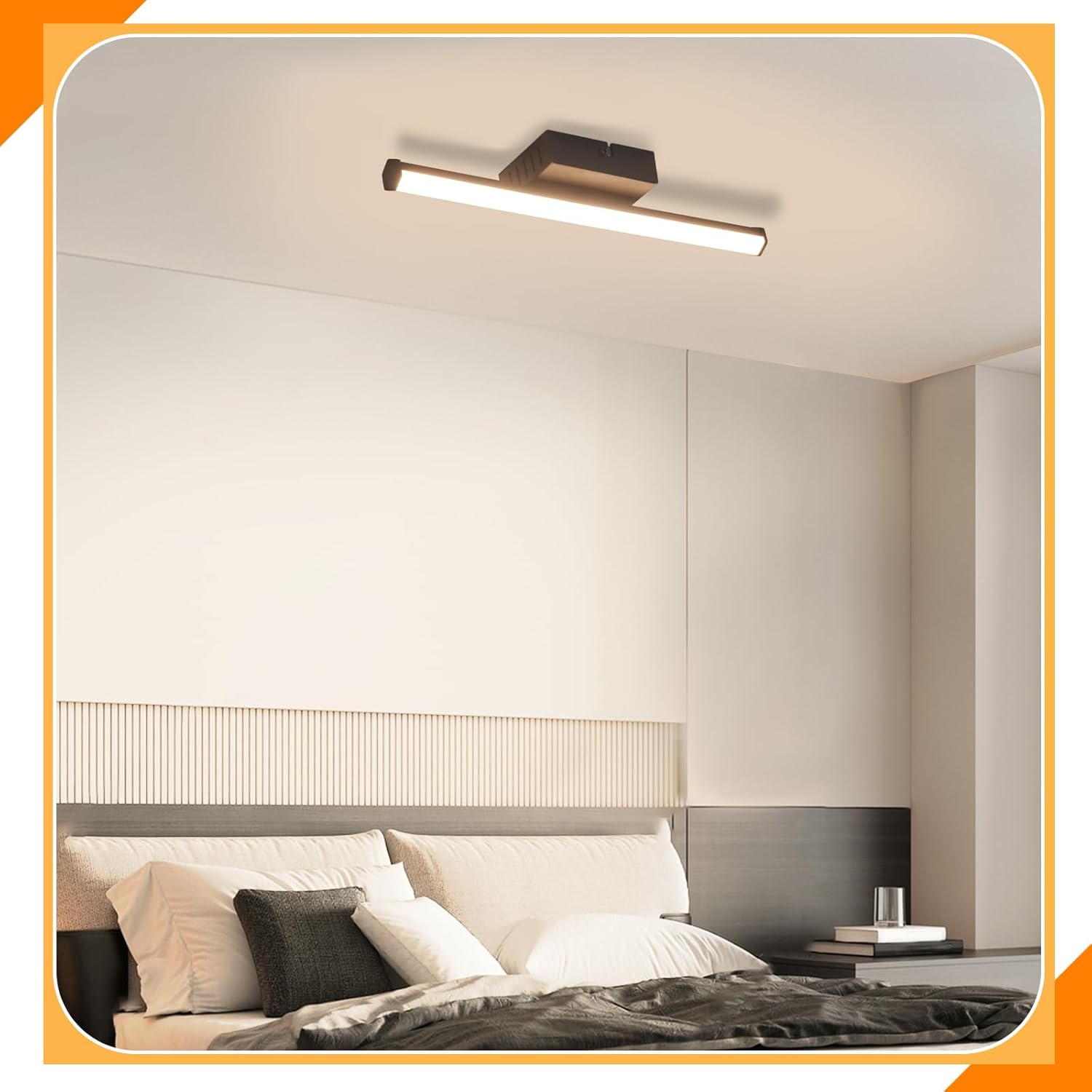 Homefire LED Deckenlampe Flur Deckenleuchte - Schwarz 6W Flurlampe 3000K Warmweiß Küchenlampe Modern Schlafzimmerlampe Linien-Design Deckenbeleuchtung für Küche Schlafzimmer Treppenhaus Wohnzimmer