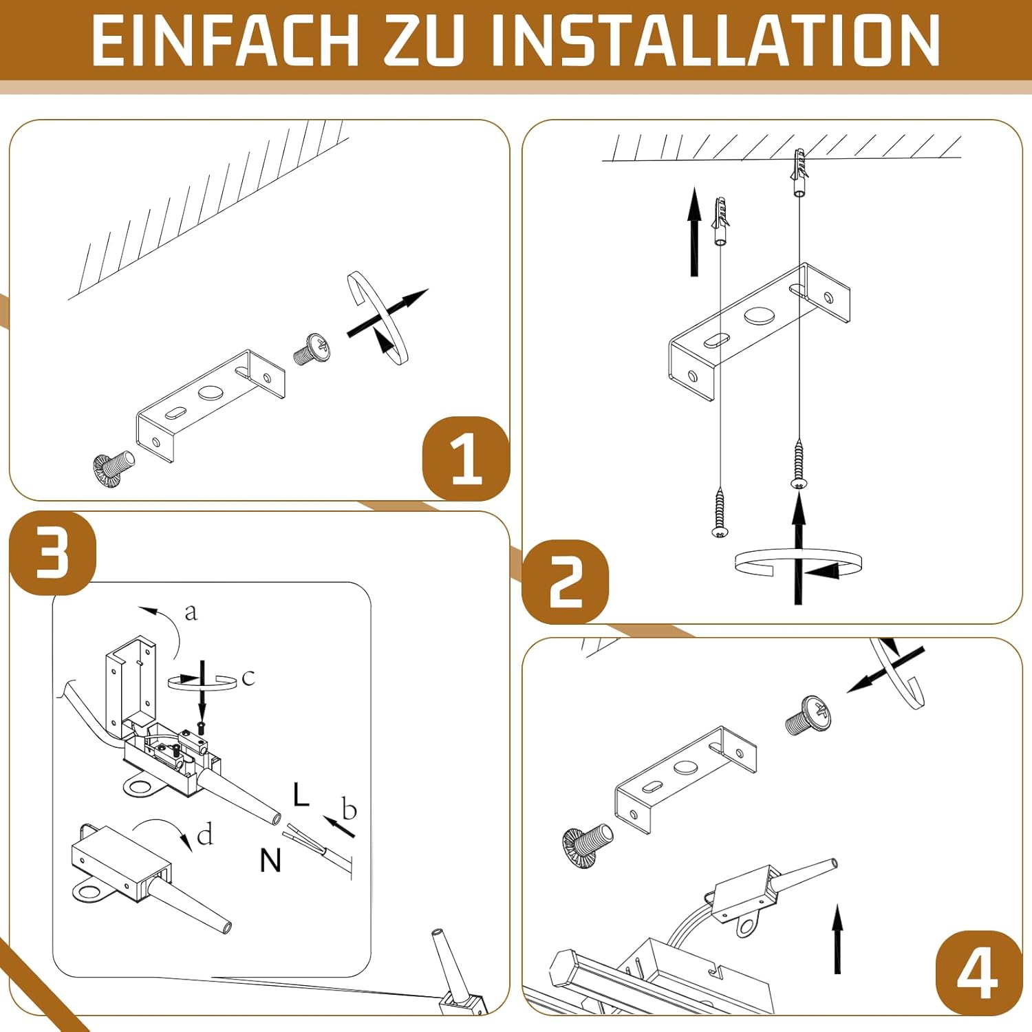 Homefire Deckenlampe LED Deckenleuchte Schlafzimmer - 18W Flurlampe Küchenlampe 3000K Warmweiß Modern Deckenlampen Schwarz Schlafzimmerlampe für Küche Schlafzimmer Treppenhaus Wohnzimmer Büro