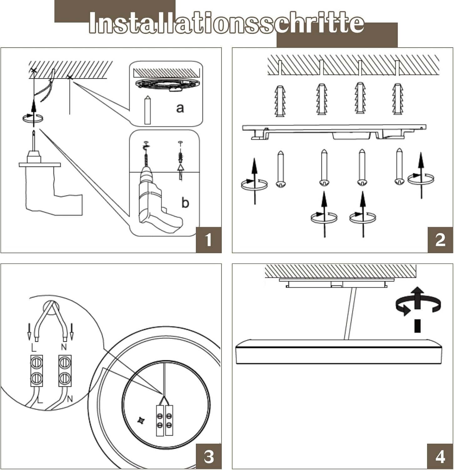 Homefire Deckenlampe LED Deckenleuchte Flach - Rund Badezimmerlampe 18CM IP44 Wasserdicht Badlampe Küchenlampe Decke Schwarz Flurlampe 15W Augenschutz 3000K/4000K/6500K für Bad Küche Flur