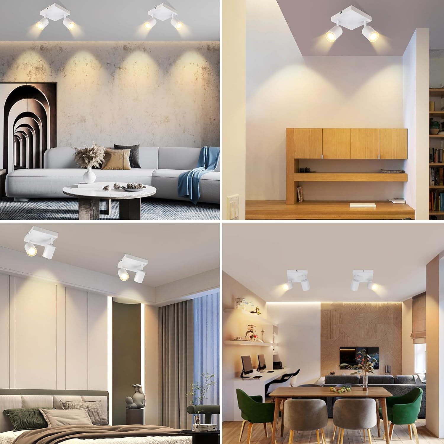 Homefire LED Deckenlampe 2 Flammig Deckenstrahler - 350° Schwenkbar Strahler GU10 Deckenleuchte Weiß flurlampe Spots Innen Deckenspot für Wohnzimmer Küche Schlafzimmer Ohne Leuchtmittel