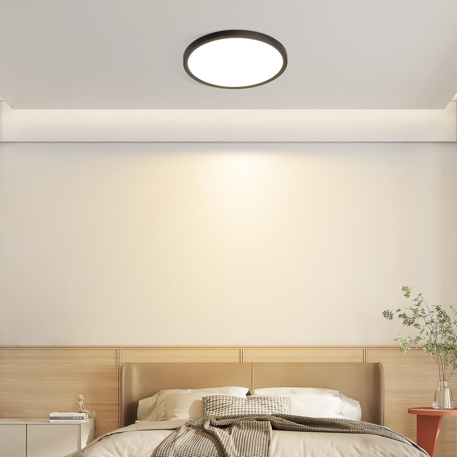 Homefire Deckenlampe LED Deckenleuchte Flach - Rund Badezimmerlampe 18CM IP44 Wasserdicht Badlampe Küchenlampe Decke Schwarz Flurlampe 15W Augenschutz 3000K/4000K/6500K für Bad Küche Flur
