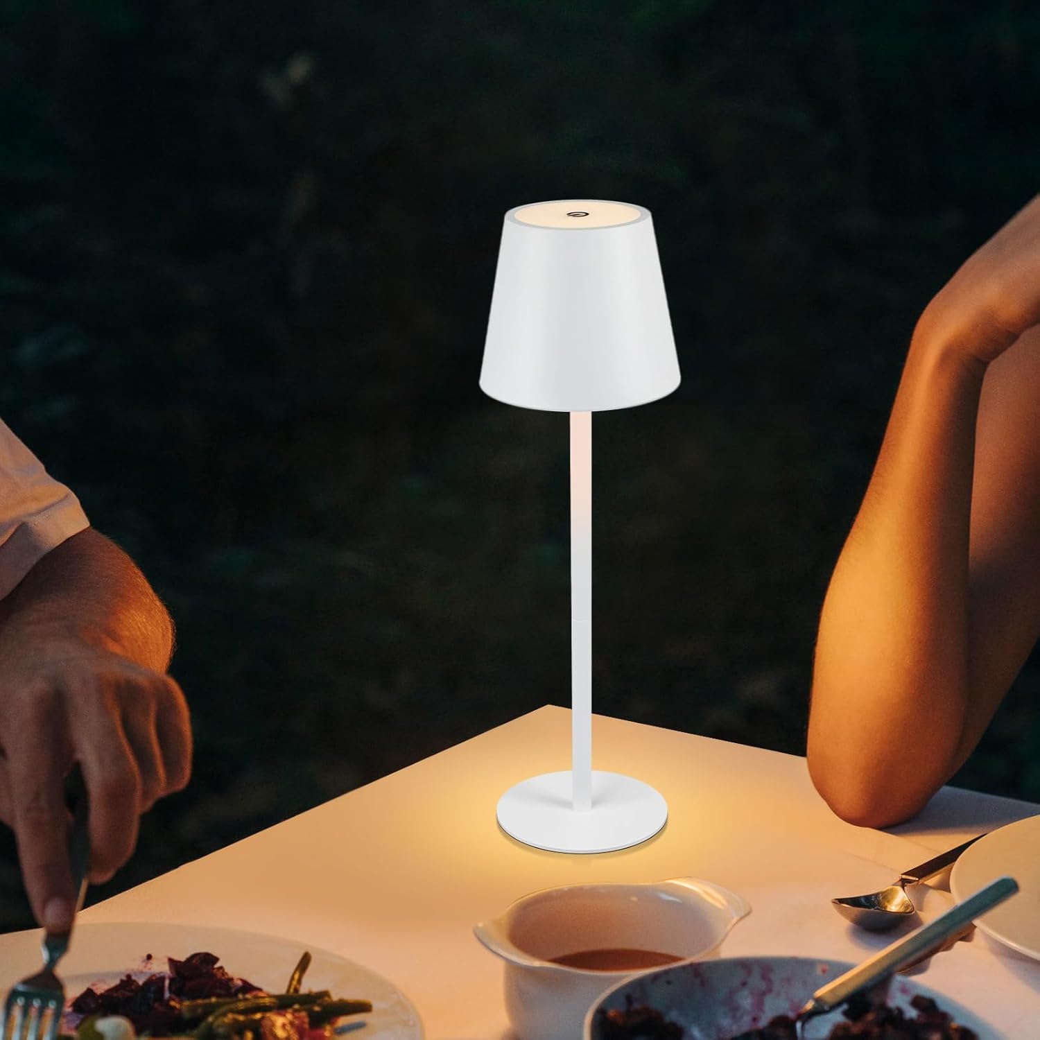 Homefire 2ER Tischlampe Kabellos LED Tischleuchte - Nachttischlampe RGB Touch Dimmbar Schreibtischlampe IP54 Bettlampe Tisch USB Nachttischleuchte Metall Aufladbar Weiß für Schreibtisch Nachttisch