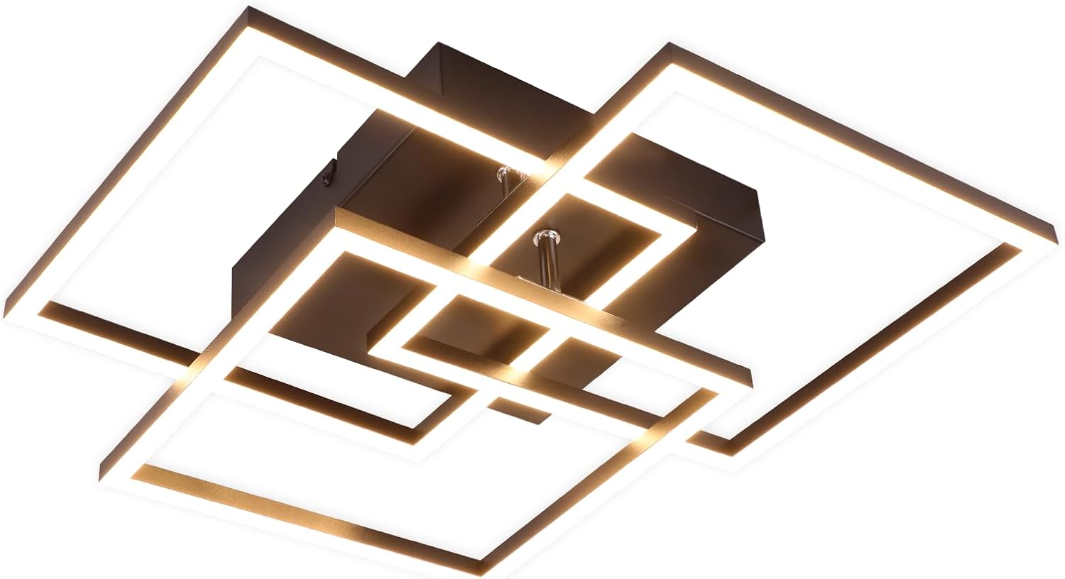 Homefire Deckenlampe LED Deckenleuchte Wohnzimmer - 36W Dimmbar Modern Design Wohnzimmerlampe Schwarz mit Fernbedienung Küchenlampe Flur Schlafzimmerlampe Eckig Deckenleuchten für Küche Büro