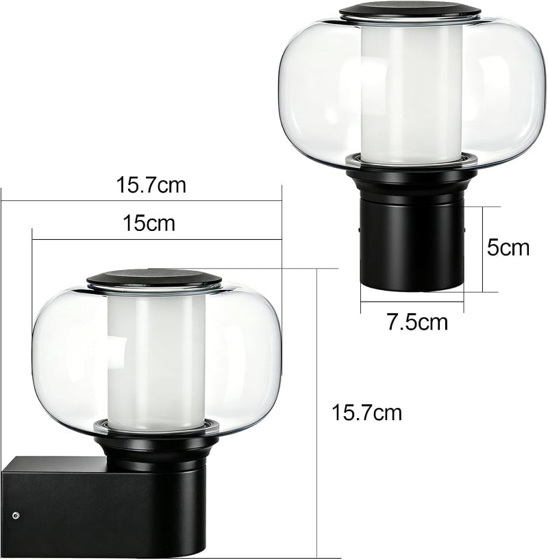Homefire Außenwandleuchte Aussenlampe Wand E27 - Wandleuchte Wandbeleuchtung IP65 Rund Wandlampe Aussenlampe Outdoor Außenbeleuchtung Hauswand Balkon Flur Terrasse MAX.40W ohne Leuchtmittel - Homefire
