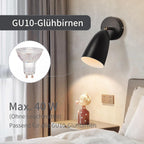 Homefire Wandleuchte Innen Wandlampe Schwarz - Vintage Wandbeleuchtung Schlafzimmer Wandstrahler GU10 Flurlampe Küche Schwenkbar Wandlicht Retro für Wohnzimmer Kinderzimmer - Ohne Leuchtmittel
