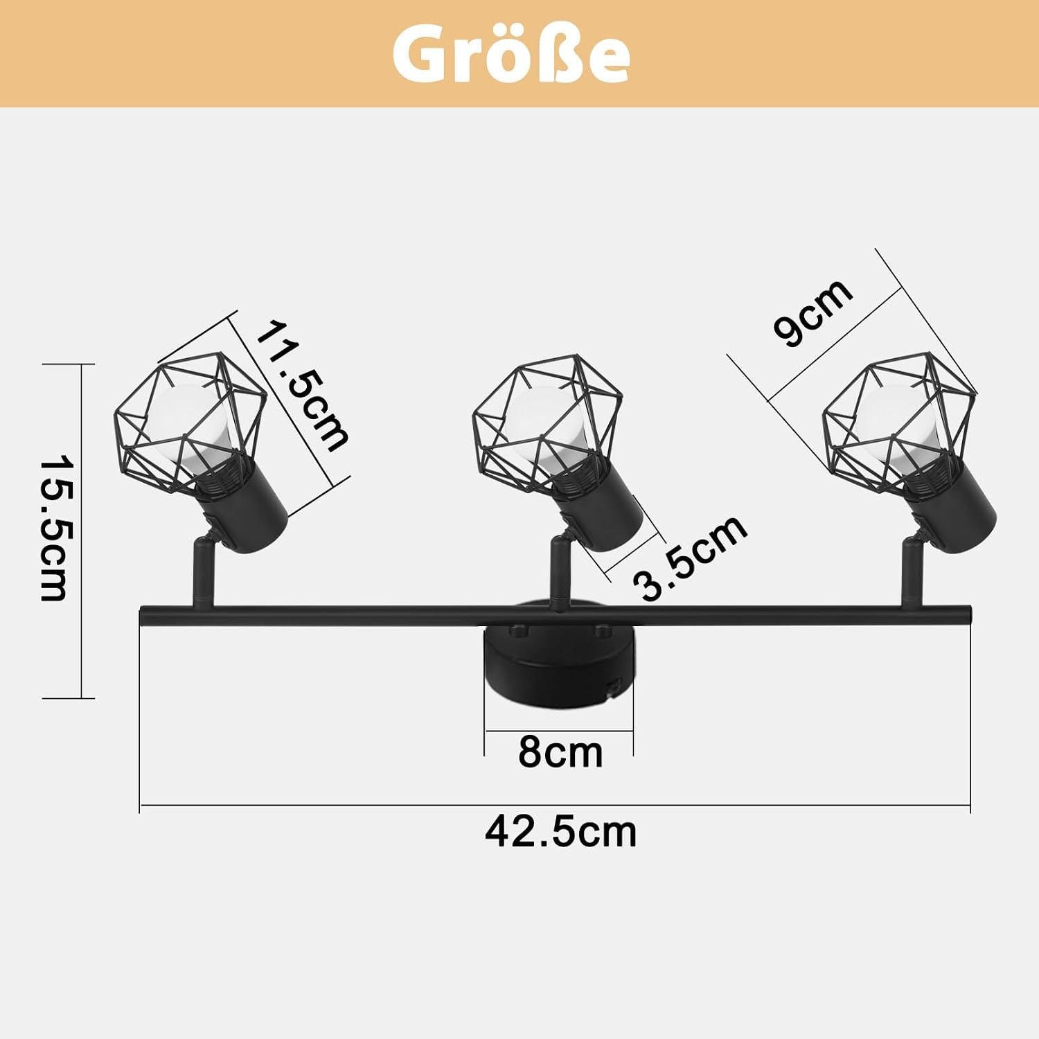 Homefire Deckenstrahler 3 Flammig Deckenspots Schwarz - Deckenleuchte E14 Retro Schwenkbar 350°Deckenlampe Industrial Metall für Schlafzimmer Wohnzimmer Arbeitszimmer Flur Küche Keine Leuchtmittel