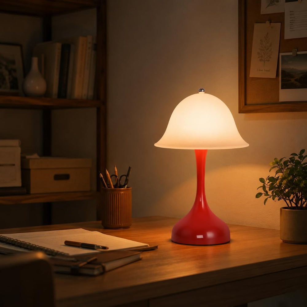 Nachttischlampe LED Tischlampe Kabellos - Akku Tischleuchte Touch Dimmbar 2000K-6500K Tischlampen USB Aufladbare Batterie Rot Nachttischlampen Modern Design Tischleuchten für Esstisch Esszimmer