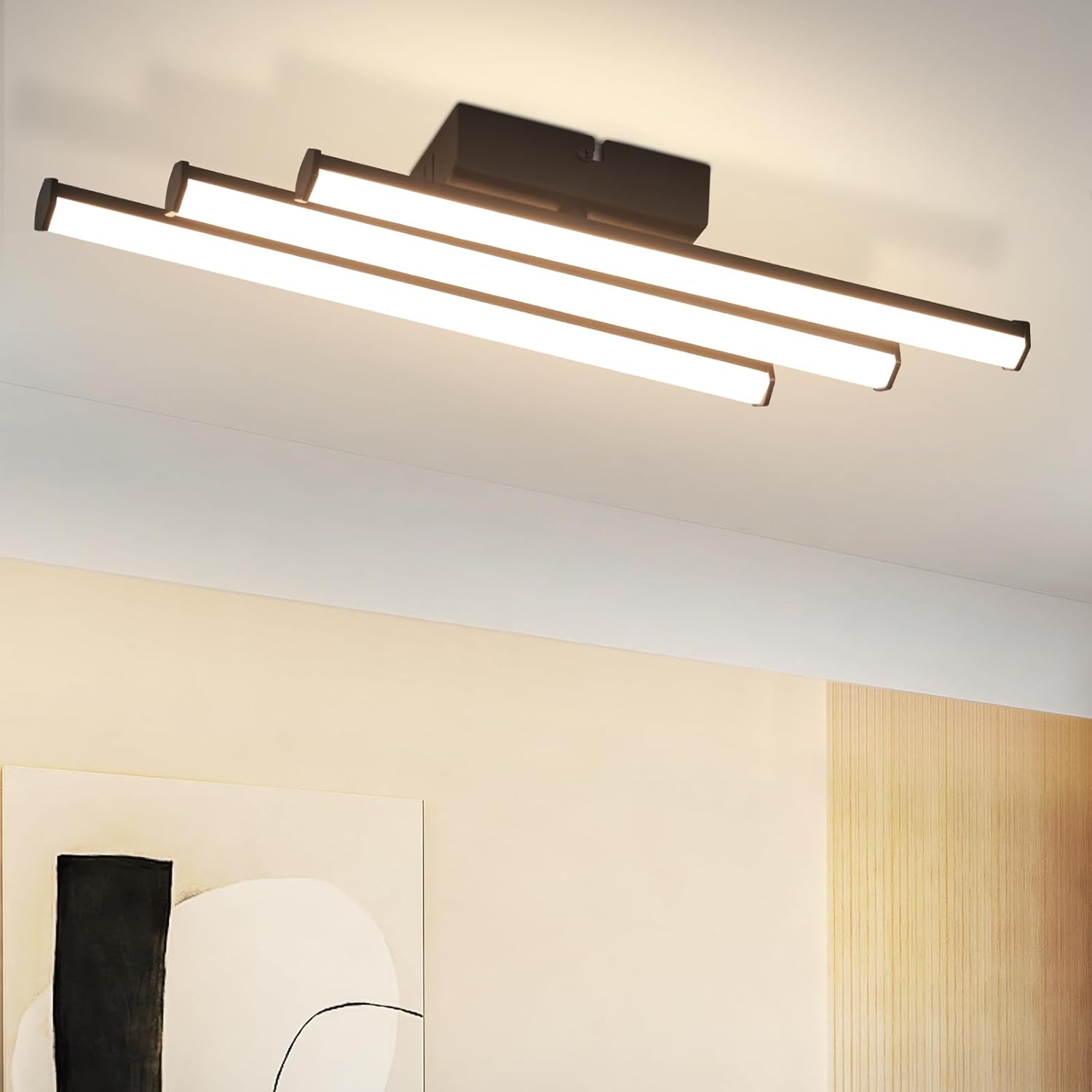 Homefire Deckenlampe LED Deckenleuchte Schlafzimmer - 18W Flurlampe Küchenlampe 3000K Warmweiß Modern Deckenlampen Schwarz Schlafzimmerlampe für Küche Schlafzimmer Treppenhaus Wohnzimmer Büro