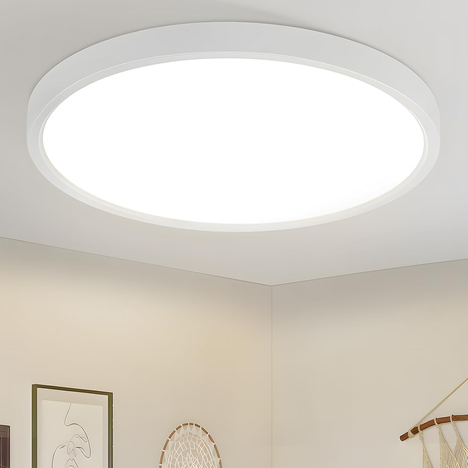 Homefire Deckenlampe LED Deckenleuchte Flach - 23CM Weiß Schlafzimmer Deckenbeleuchtung 18W Rund Flurlampe 4000K Neutralweiß Modern Küchenlampe IP44 Wasserfest Badezimmer Lampe für Bad Küche Flur