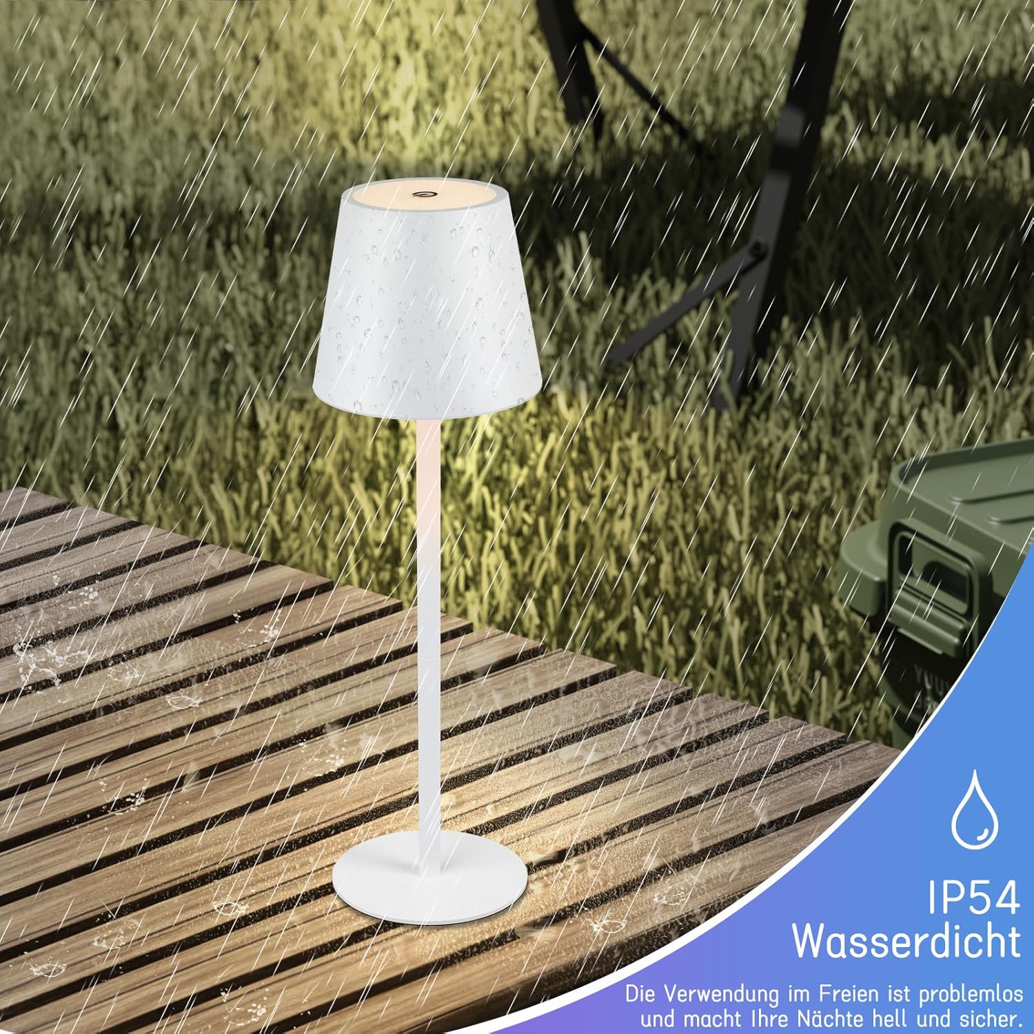 Homefire 2ER Tischlampe Kabellos LED Tischleuchte - Nachttischlampe RGB Touch Dimmbar Schreibtischlampe IP54 Bettlampe Tisch USB Nachttischleuchte Metall Aufladbar Weiß für Schreibtisch Nachttisch