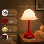 Nachttischlampe LED Tischlampe Kabellos - Akku Tischleuchte Touch Dimmbar 2000K-6500K Tischlampen USB Aufladbare Batterie Rot Nachttischlampen Modern Design Tischleuchten für Esstisch Esszimmer