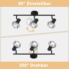 Homefire Deckenstrahler 3 Flammig Deckenspots Schwarz - Deckenleuchte E14 Retro Schwenkbar 350°Deckenlampe Industrial Metall für Schlafzimmer Wohnzimmer Arbeitszimmer Flur Küche Keine Leuchtmittel