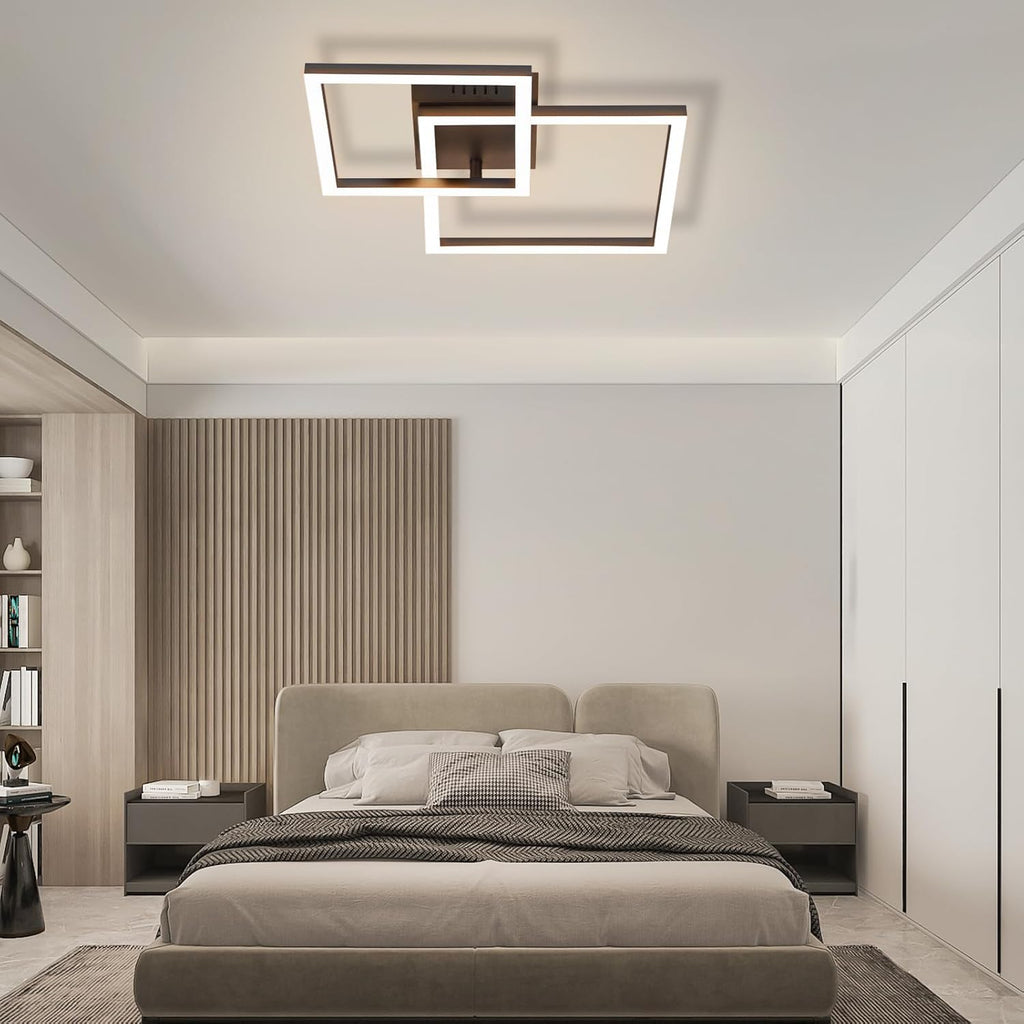 Homefire Deckenlampe LED Deckenleuchte Küche - 20W Schlafzimmerlampe Warmweiß 3000K Küchenlampe Drehbare Modern Design Schwarz Flurlampe Eckig Deckenbeleuchtung für Schlafzimmer Wohnzimmer Büro