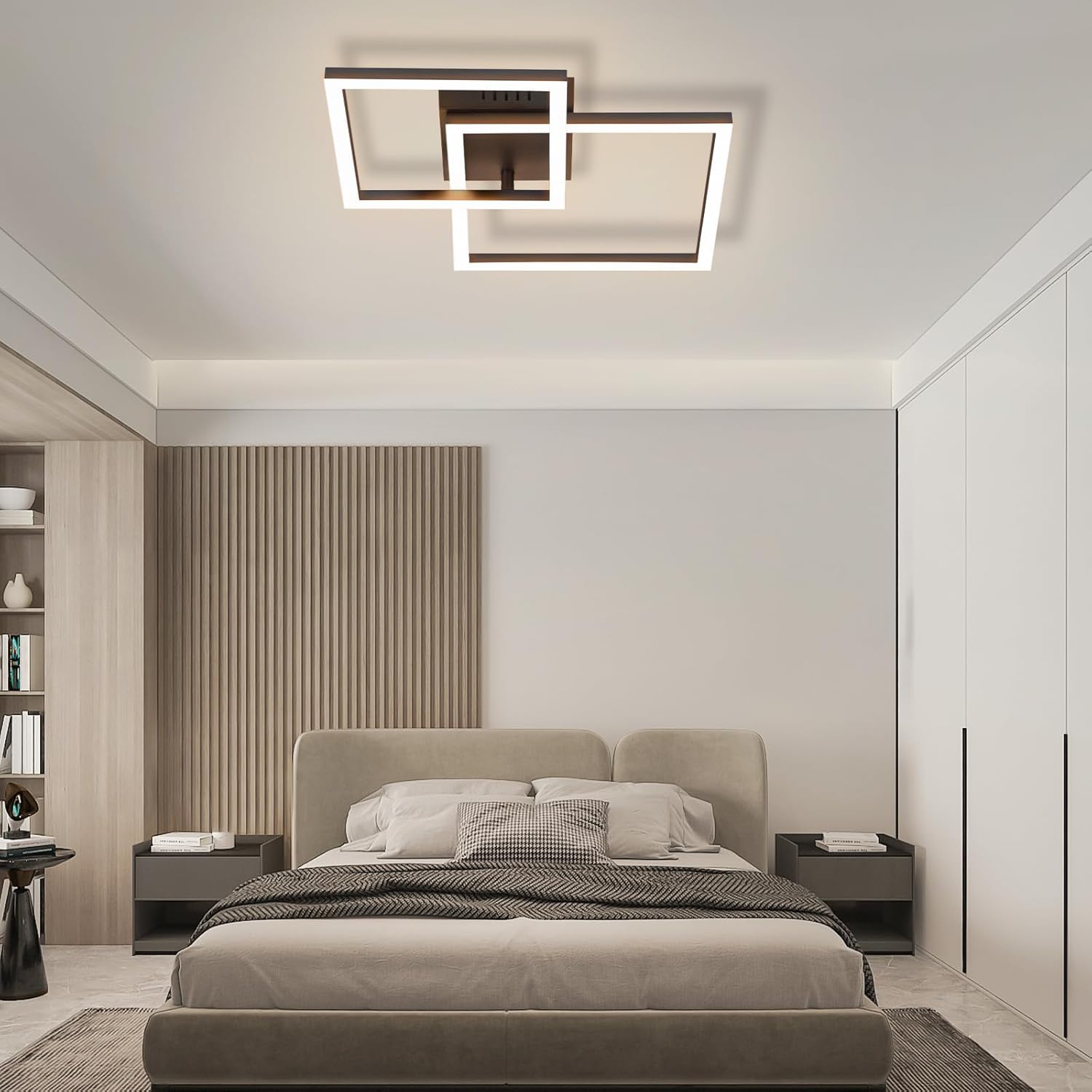 Homefire Deckenlampe LED Deckenleuchte Küche - 20W Schlafzimmerlampe Warmweiß 3000K Küchenlampe Drehbare Modern Design Schwarz Flurlampe Eckig Deckenbeleuchtung für Schlafzimmer Wohnzimmer Büro