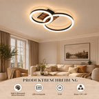 Homefire Deckenleuchte Wohnzimmer Deckenlampe LED - 44cm Küchenlampe 3000K Warmweiß Flur 14W Modern Schlafzimmerlampe 2-Ring Design Wohnzimmerlampe in Holzoptik für Küche Schlafzimmer Büro