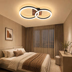 Homefire Deckenleuchte Wohnzimmer Deckenlampe LED - 44cm Küchenlampe 3000K Warmweiß Flur 14W Modern Schlafzimmerlampe 2-Ring Design Wohnzimmerlampe in Holzoptik für Küche Schlafzimmer Büro