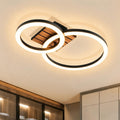 Homefire Deckenleuchte Wohnzimmer Deckenlampe LED - 44cm Küchenlampe 3000K Warmweiß Flur 14W Modern Schlafzimmerlampe 2-Ring Design Wohnzimmerlampe in Holzoptik für Küche Schlafzimmer Büro