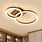 Homefire Deckenleuchte Wohnzimmer Deckenlampe LED - 44cm Küchenlampe 3000K Warmweiß Flur 14W Modern Schlafzimmerlampe 2-Ring Design Wohnzimmerlampe in Holzoptik für Küche Schlafzimmer Büro
