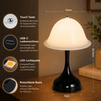 Tischlampe Kabello Nachttischlampe LED - Akku Tischleuchte USB Aufladbar Tischlampen 2000K-6500K Dimmbar Touch Nachttischlampen Modern Design Tischleuchten für Arbeitszimmer Schlafzimmer - Homefire