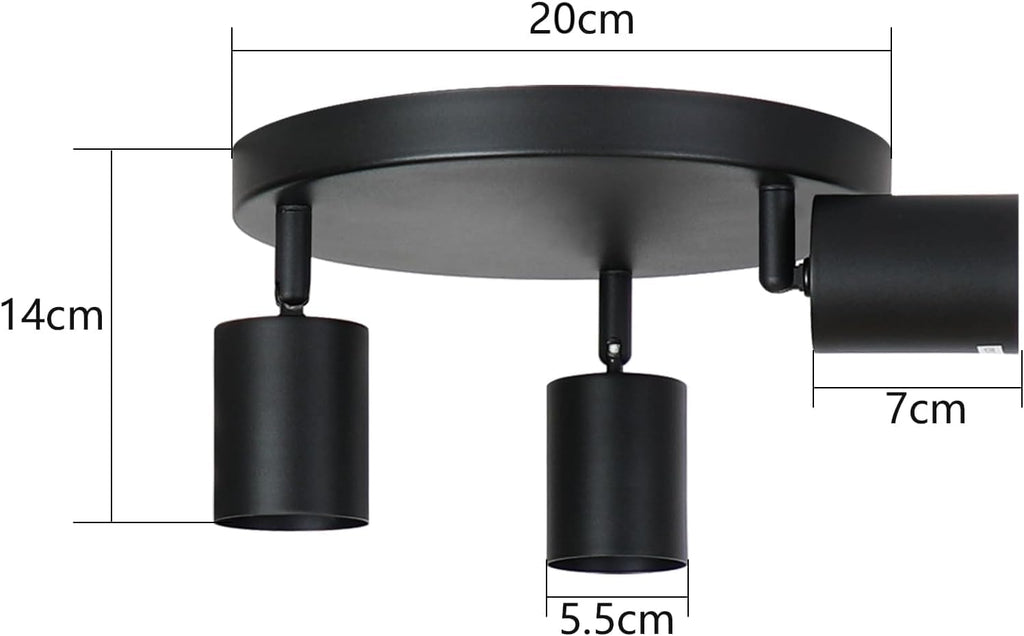 Homefire LED Deckenstrahler Deckenlampe Schwarz - 3 Flammig GU10 Deckenleuchte 350° Schwenkbar Strahler Spots Innen Deckenspot flurlampe für Wohnzimmer Küche Ohne Leuchtmittel