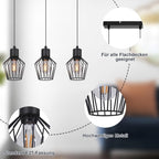 Pendellampe 3 Flammig Hängeleuchte Metall - Hängelampe Schwarz E27 Esszimmer Pendelleuchte Esstisch Küchenlampe Industrie LED für Flur Schlafzimmer Wohnzimmer Cafe