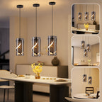 LED Pendelleuchte Esstisch Hängelampe Vintage - Hängeleuchte Glas 3 Flammig 33W Retro Hängend Esstischlampe Rauchgrau Pendellampe Höhenverstellbar 3000K Küchenlampe für Wohnzimmer Esszimmer