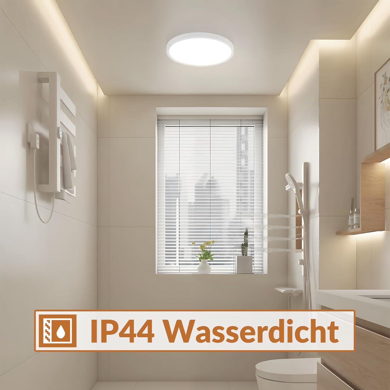 Homefire Deckenlampe LED Deckenleuchte Flach - 23CM Weiß Schlafzimmer Deckenbeleuchtung 18W Rund Flurlampe 4000K Neutralweiß Modern Küchenlampe IP44 Wasserfest Badezimmer Lampe für Bad Küche Flur